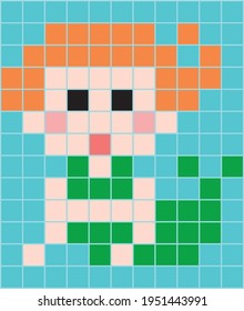 Pixel art. Mermaid girl image