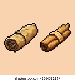 Pixel Art Mexican Tamale Set. A set of two pixel art illustrations of Mexican tamales.