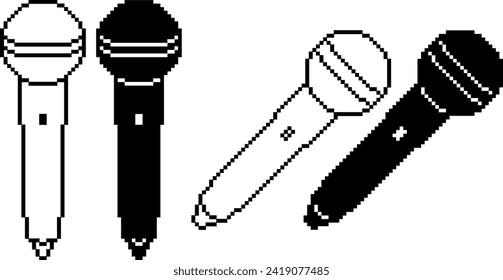 pixel art microphone icon set