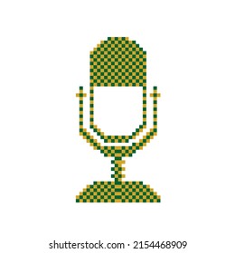 Pixel art microphone on white background. vector illustration.