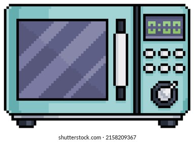 Pixel art microwave vector icon for 8bit game on white background
