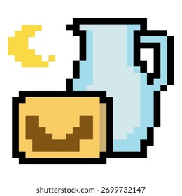 Pixel art leche y dátiles para iftar