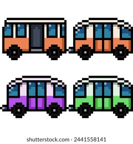 Pixel-Art des Mini-Van-Wagen isolierter Hintergrund