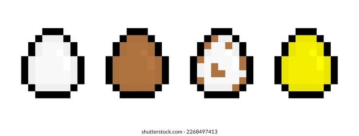 pixel art minimal icon set hen eggs