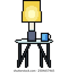 Pixelart des modernen runden Tisches, einzeln auf Hintergrund