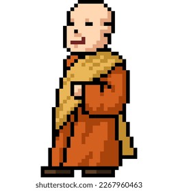 arte de píxel del calvo monje de pie