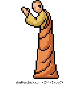pixel arte de monje pagar respeto fondo aislado