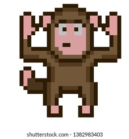 Pixel Art Monkey full body