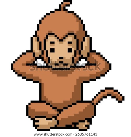 pixel art of monkey hear no evil isolated background