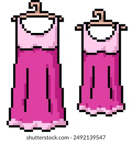 pixel art of mother daughter dress isolated background