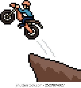 Pixel Kunst des Motorrades springen von Klippe einzeln Hintergrund