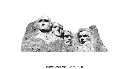 Pixel art Mount Rushmore Memorial