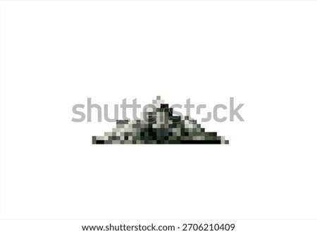 Pixel Art Mountain Peak. 8 bit. Game development, mobile app. Isolated vector illustration.