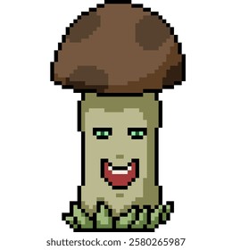 pixel art of mushroom smile face isolated background