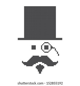 pixel art mustache guy with lens