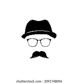 pixel art mustache guy with single lens