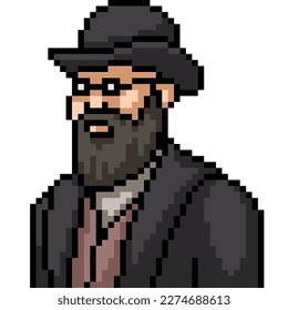 pixel art of mysterious suit man