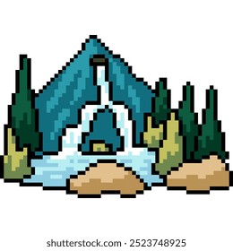 pixel art of nature mountain garden isolated background