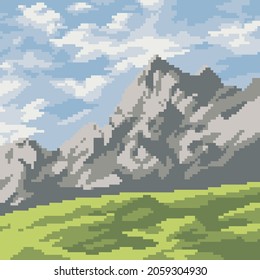 Pixel Art Of Nature Mountain Landscape