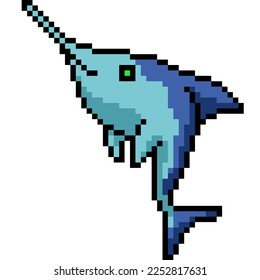 pixel art of needle fish shark