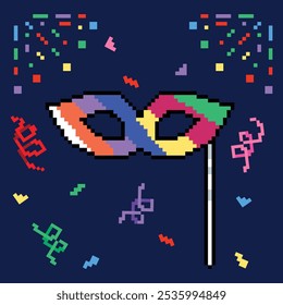 Pixel arte novo ano elemento ilustrações plana vetor