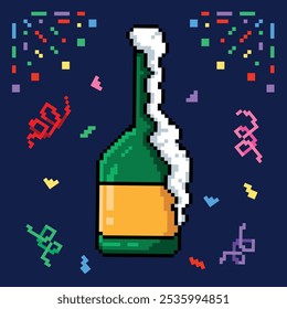 Pixel arte año nuevo elemento ilustraciones planas Vector