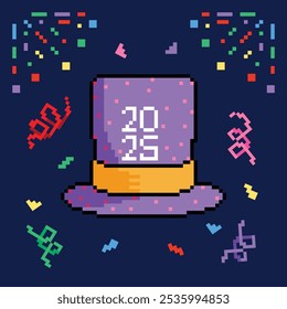 Pixel Art New Year Element flache Illustrationen Vektor