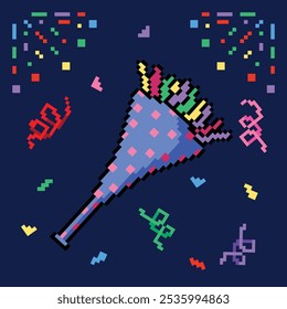 Pixel art new year element flat illustrations vector