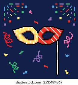 Pixel art new year element flat illustrations vector