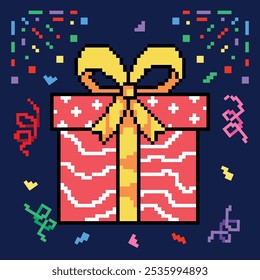 Pixel arte año nuevo elemento ilustraciones planas Vector