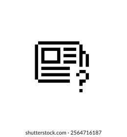 Pixel art of Newspaper line icon, outline vector sign, linear pictogram isolated on white. News symbol, logo illustration