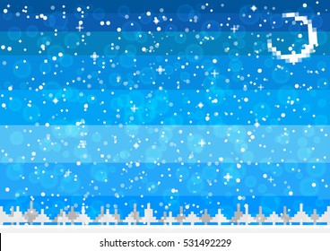 pixel art night sky with the moon
