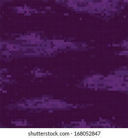 Pixel art night sky seamless vector pattern