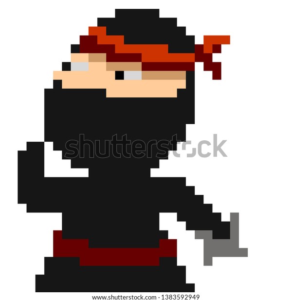 Pixel Art Ninja Version Cartoon Stock Vector Royalty Free