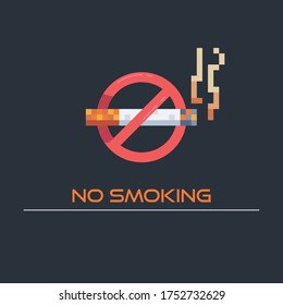 Pixel Art No Smoking Warning Board Vector Graphic Resources