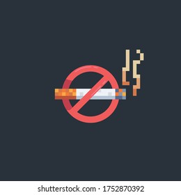 Pixel Art No Smoking Warning Board Vector Graphic Resources