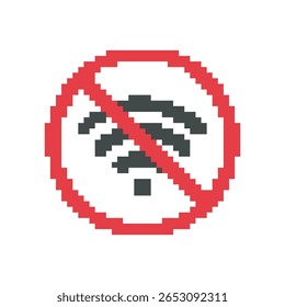 Pixel Art sin Ilustración vectorial WiFi sobre fondo aislado.
