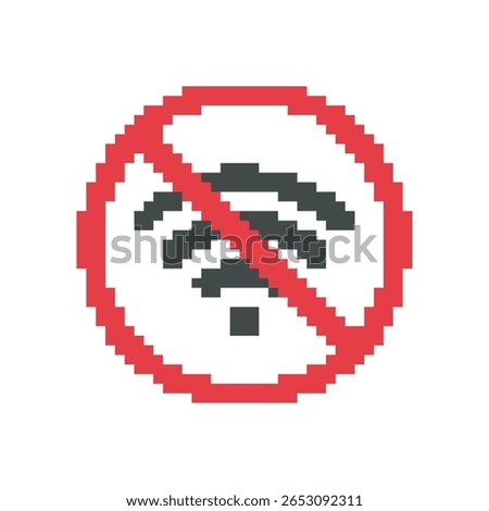 pixel art no wifi vector illustration on isolated background.
