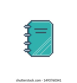 Pixel art notebook icon.
Vector design for web design, mobile app, stickers and games.
