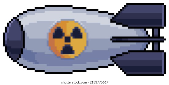 Pixel art nuclear bomb atomic bomb vector icon for 8bit game on white background 

