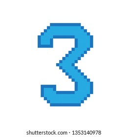 Pixel art number three on a white background