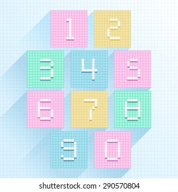 Pixel Art Numbers : Vector Illustration