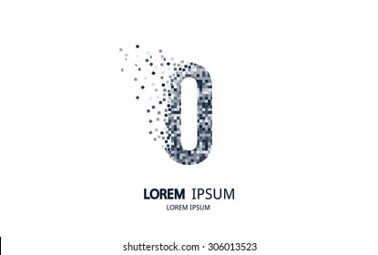 Pixel art O letter logo. Vector logotype collection.
