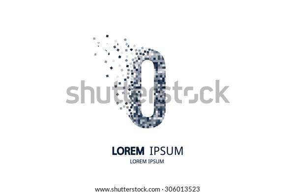 Pixel art O letter logo. Vector logotype collection.