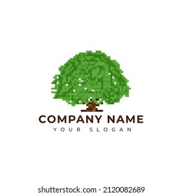 Pixel art Oak tree logo design