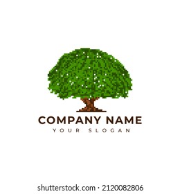Pixel art Oak tree logo design