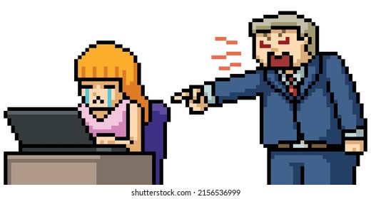 Pixel Art Of Office Boss Scolding