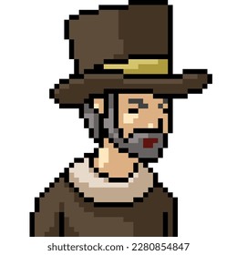 pixel art of old man top hat