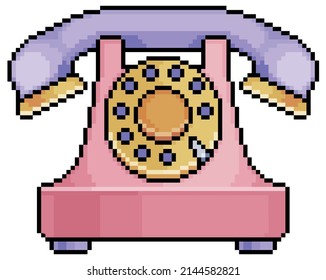 Pixel art old phone vector icon for 8bit game on white background
