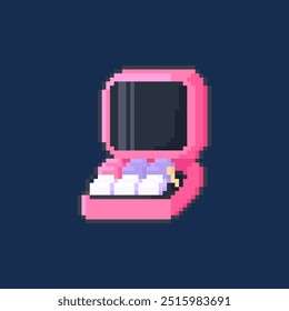 Pixelart eines alten rosa Computers